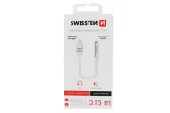 Audio adaptér Lightning / jack 3,5 mm (samice), textilní oplet, délka 0,15 m stříbrný