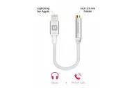 Audio adaptér Lightning / jack 3,5 mm (samice), textilní oplet, délka 0,15 m stříbrný