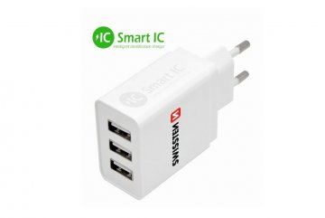 SWISSTEN síťový adaptér Smart IC 3x USB 3,1 A power