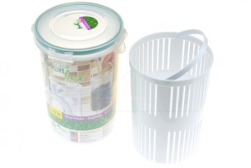 Kulatý plastový box s cedníkem a silikonovým těsněním PLAST ART 1.5l