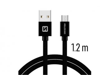 Datový kabel Swissten Textile USB / Micro USB 1,2 m černý